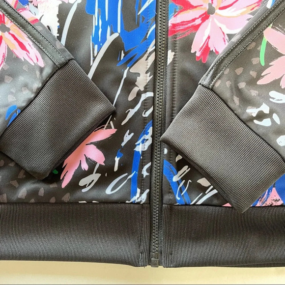 Adidas Girls Black Pink Floral Bomber Jacket - Picture 10 of 13